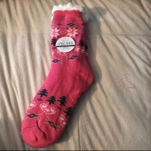 Hot Pink Yelete Sherpa Lined Slipper Socks